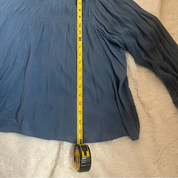 Free People Kelsey Blue Bell Sleeve Pleated Blouse Summer Endless size S - Picture 6 of 11